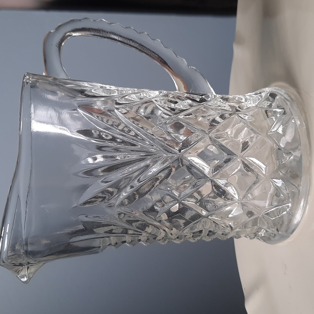 Vintage Anchor Hocking Pineapple Pattern Pressed Glass Creamer/Small Pitcher